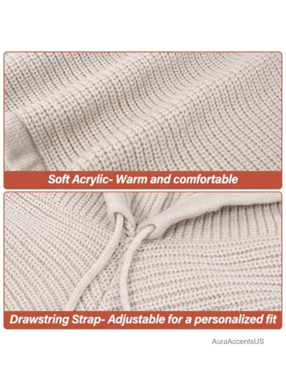 Oversized Knit Balaclava Hooded Scarf Shawl Wrap Winter Neck Gaiter Drawstring